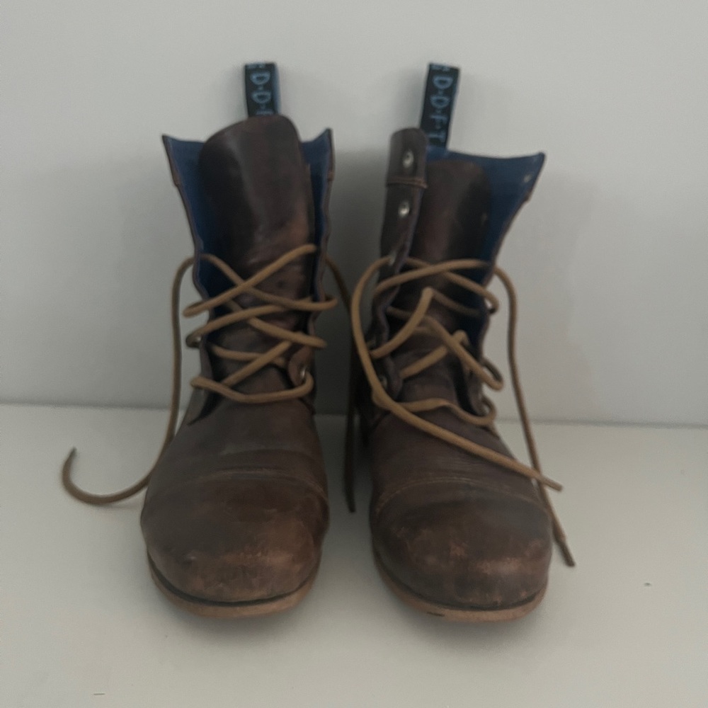 Brown lace up John Fluevog boots